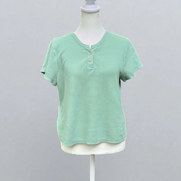 Madewell Split-Neck Henley Tee in Storied Sea Size Large - Picture 5 of 11